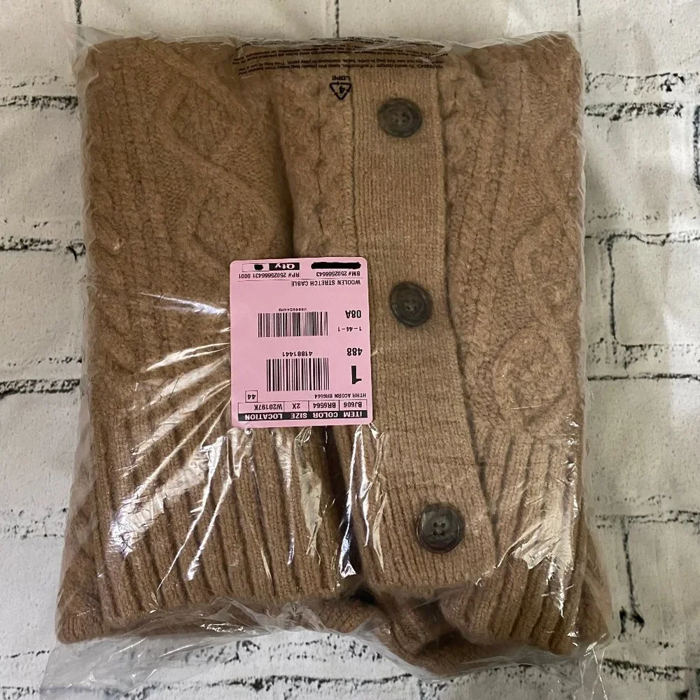 J. Crew Cable-knit stretch cardigan sweater 2X